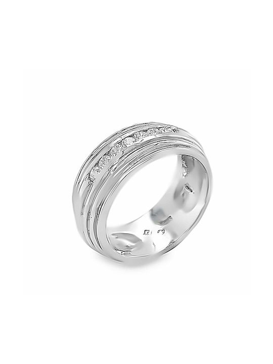 Xryseio Damen Ring Ehering mit Zirkonia aus Weißgold 14K