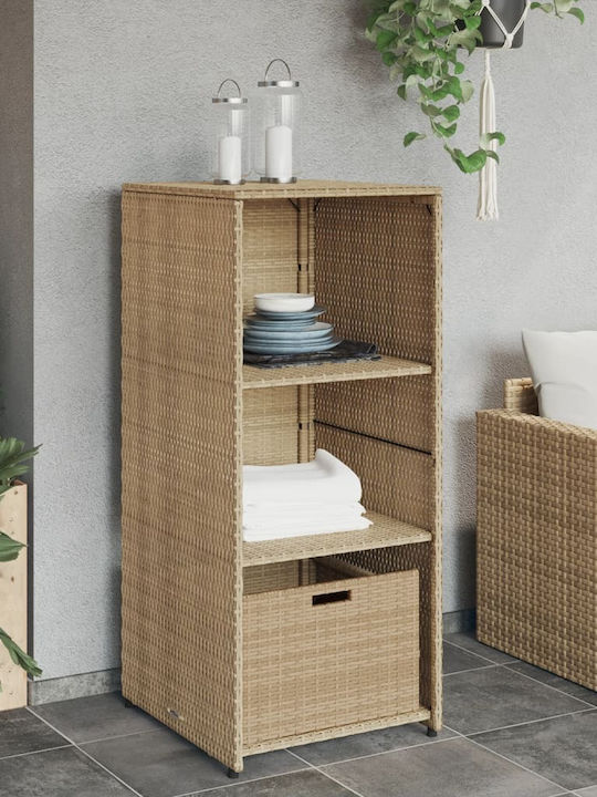 vidaXL Μπαούλο Αποθήκευσης Εξωτερικού Χώρου Rattan Μπεζ Μ50xΠ55xΥ115εκ.