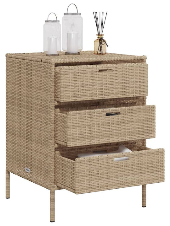 vidaXL Μπαούλο Αποθήκευσης Εξωτερικού Χώρου Rattan Μπεζ Μ55xΠ59xΥ80εκ.
