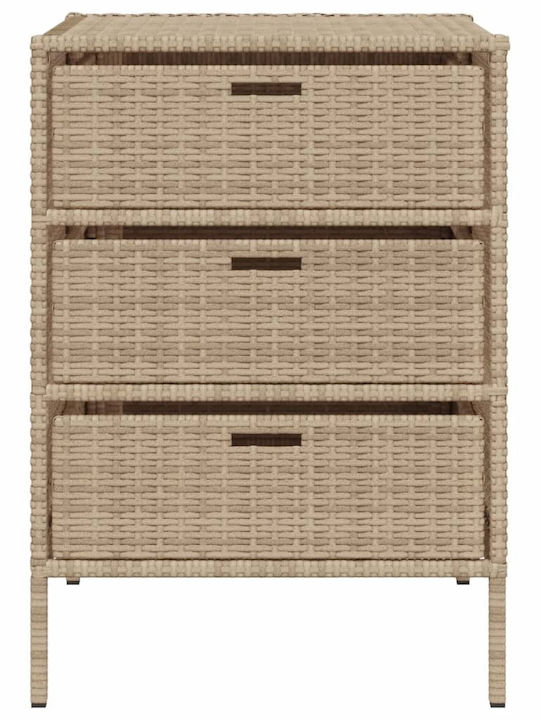 vidaXL Μπαούλο Αποθήκευσης Εξωτερικού Χώρου Rattan Μπεζ Μ55xΠ59xΥ80εκ.