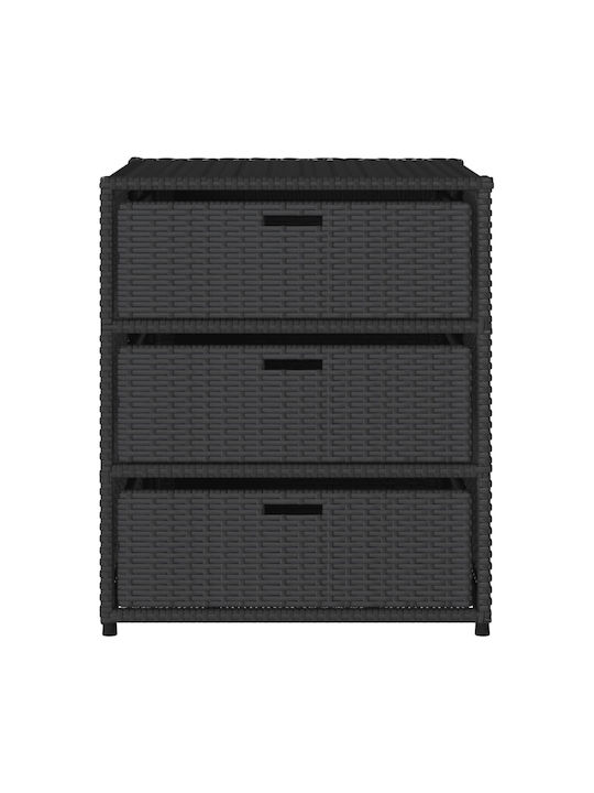 vidaXL Μπαούλο Αποθήκευσης Εξωτερικού Χώρου Rattan Μαύρο Μ55xΠ59xΥ69εκ.