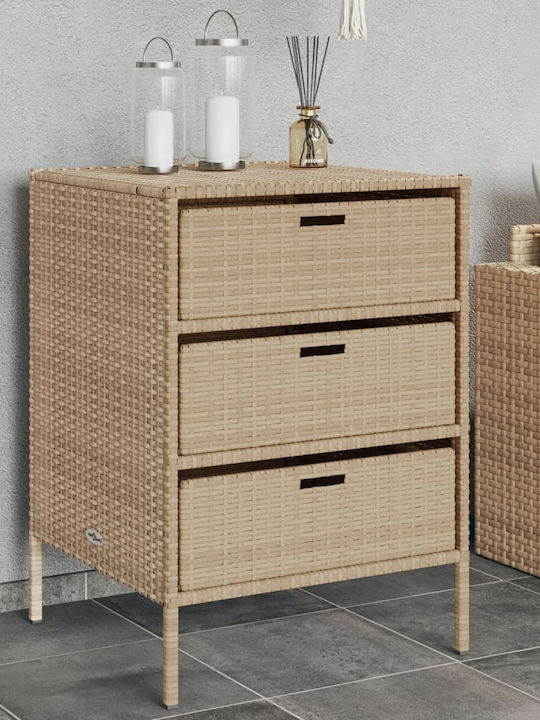 vidaXL Μπαούλο Αποθήκευσης Εξωτερικού Χώρου Rattan Μπεζ Μ55xΠ59xΥ80εκ.