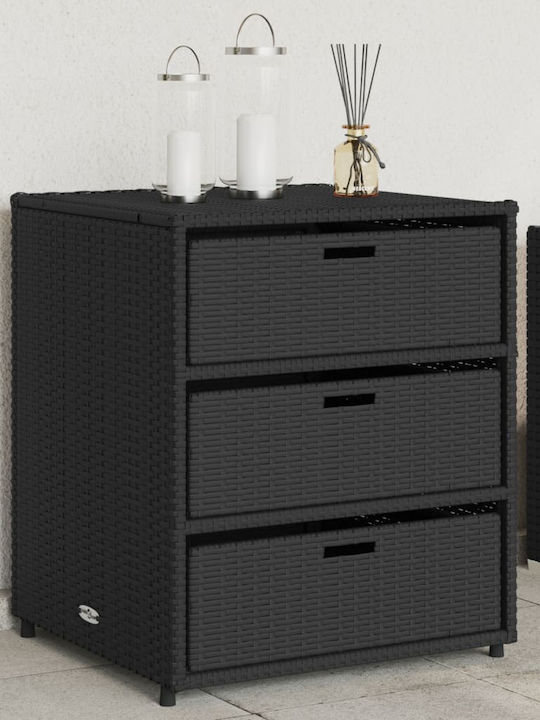 vidaXL Μπαούλο Αποθήκευσης Εξωτερικού Χώρου Rattan Μαύρο Μ55xΠ59xΥ69εκ.