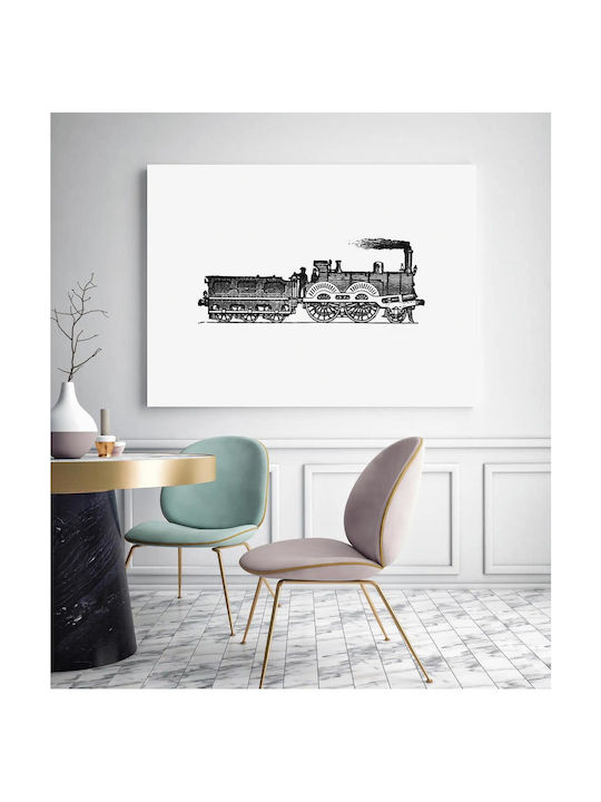 European Style Steam Locomotive Engraving From Painting on Canvas 90x60cm