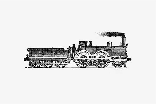 European Style Steam Locomotive Engraving From Gemälde auf Leinwand 90x60cm
