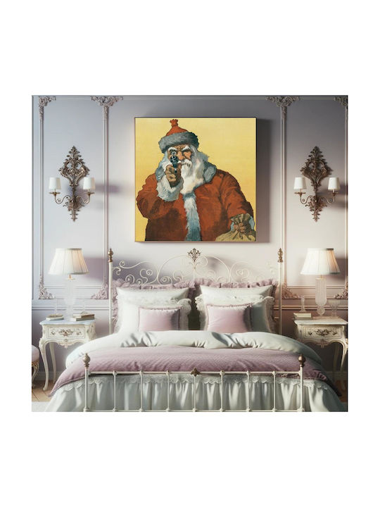 "hands Up!" Photomechanical Print Showing A Santa Claus Pointing A Handgun (1912) By Will Crawford Gemälde auf Leinwand 110x110cm