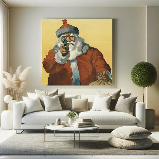 "hands Up!" Photomechanical Print Showing A Santa Claus Pointing A Handgun (1912) By Will Crawford Painting on Canvas 110x110cm