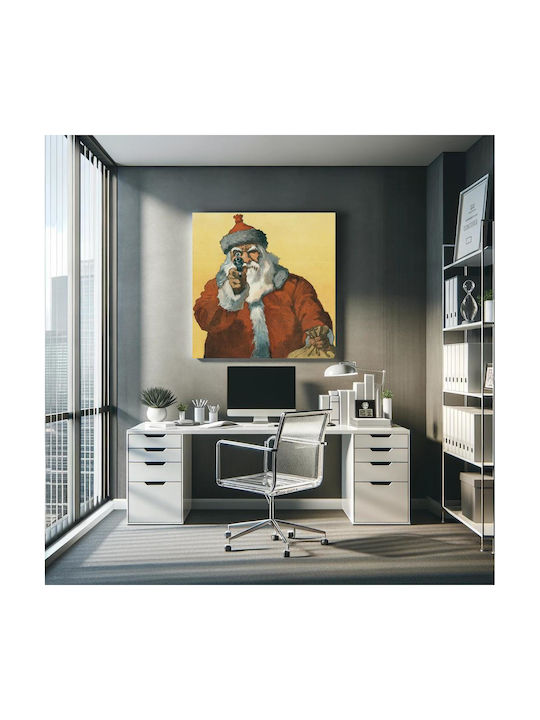"hands Up!" Photomechanical Print Showing A Santa Claus Pointing A Handgun (1912) By Will Crawford Gemälde auf Leinwand 110x110cm
