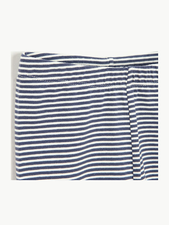 Kinder Leggings Lang White With Blue Stripes