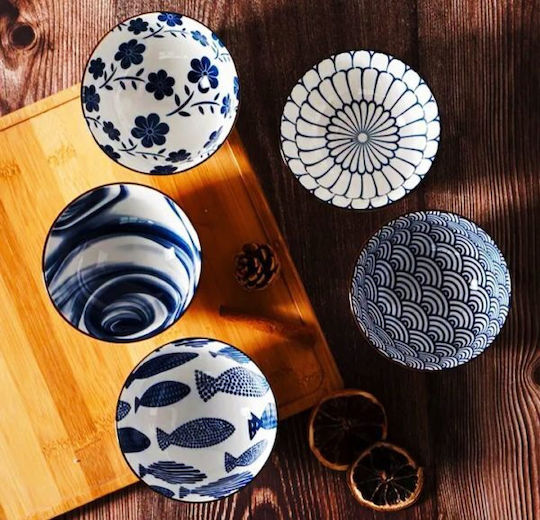 Duo Blue Bowls Σετ 2 Μπωλ Σερβιρίσματος Πορσελάνη Διαμέτρου 11 Εκ Μπλε
