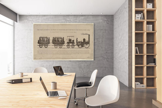 First Locomotive Train Painting on Canvas 65x40cm