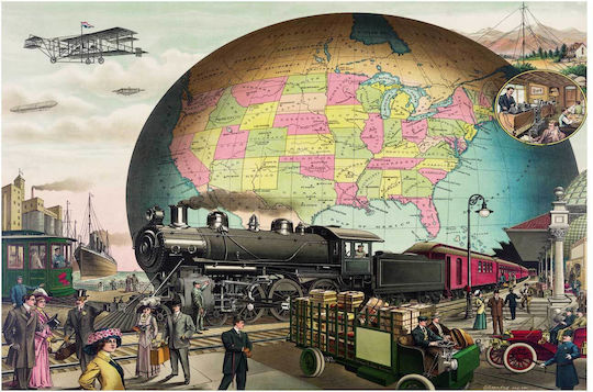 Twentieth Century Transportation, A Chromolithograph By E.s Yate Картина на Платно 65x40см