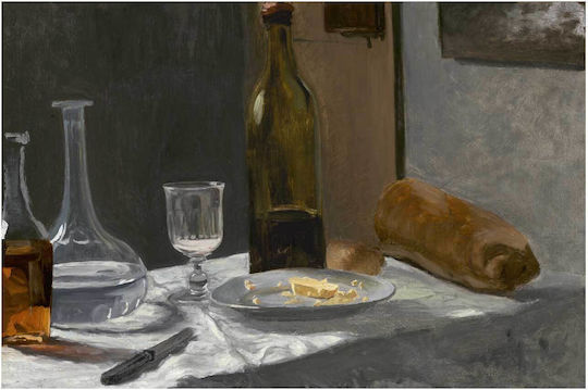 Claude Monet's Still Life With Bottle, Carafe, Bread, And Wine (ca. 1862 Картина Платнен 120x80см