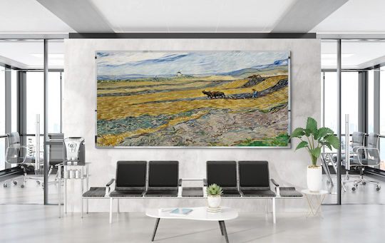 Vincent Van Gogh - Enclosed Field With Ploughman 1 Картина Копие на Ван Гог Платнен 100x70см