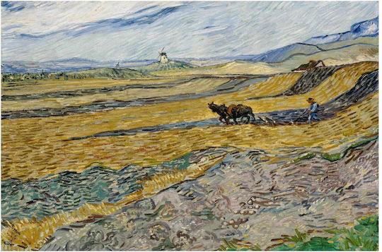 Vincent Van Gogh - Enclosed Field With Ploughman 1 Картина Копие на Ван Гог Платнен 100x70см