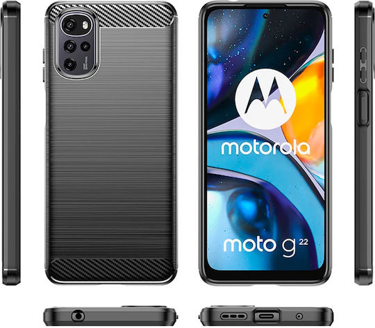 Techsuit Carbon Back Cover Σιλικόνης Μαύρο (Moto G22)