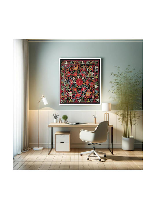 Black Wool Ground With Polychrome Silk Embroidery Картина Тъкан 110x110см