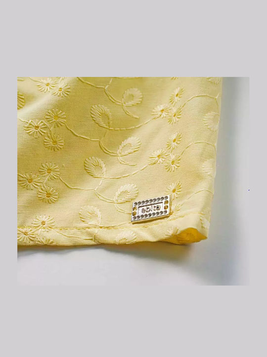All Yellow Children's Dress Short Sleeve Set with Accessories Rose Yellow