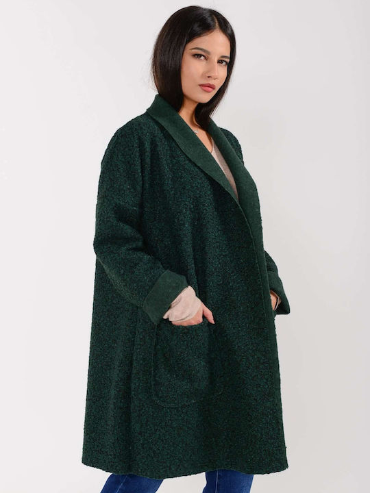 Doretta Women's Curly Long Coat Green