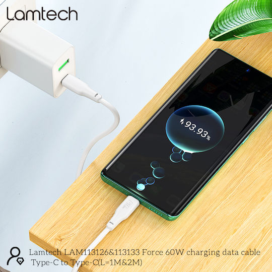 Lamtech USB 2.0 Kabel USB-C männlich - USB-C 60W Weiß 1m (LAM113126)
