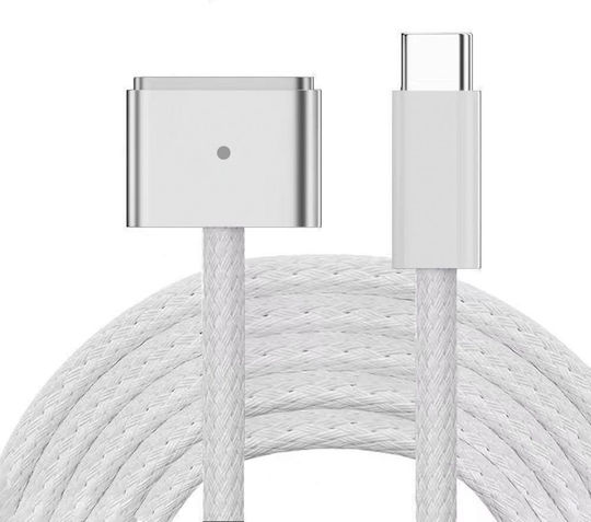 Lamtech Magnetic / LED USB 2.0 Cable USB-C male - 30-Pin 140W PD Λευκό 2m LAM114079