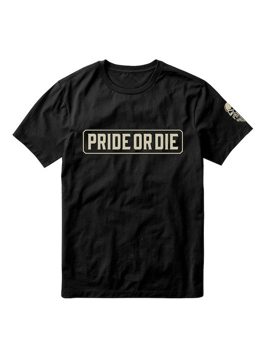 PrideOrDie Bluza Bărbătească cu Mânecă Scurtă Neagră