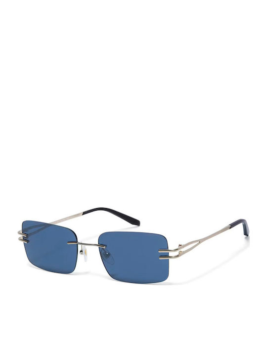 Gigi Barcelona Unisex Sonnenbrille mit Silber Metall Gestell und Blau Spiegel Linse 6862/3