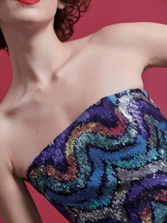 Γυναικεία Μπλούζα Strapless Ασημί