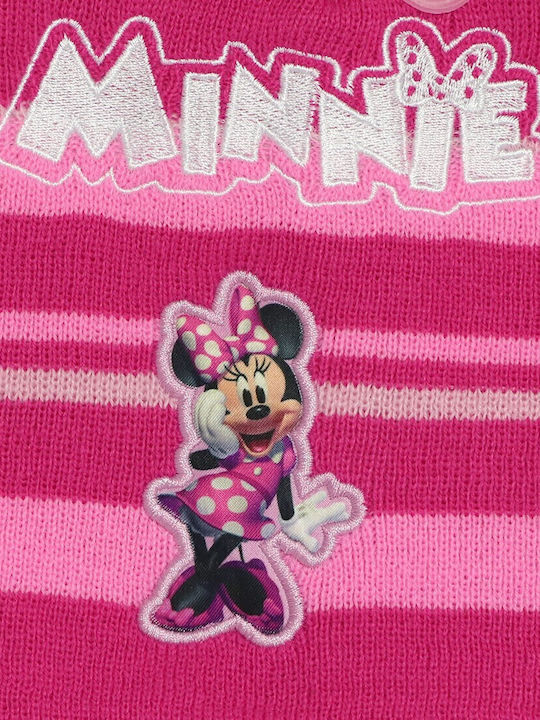 Minnie Mouse Σετ Παιδικό Σκουφάκι με Γάντια Πλεκτό Φούξια