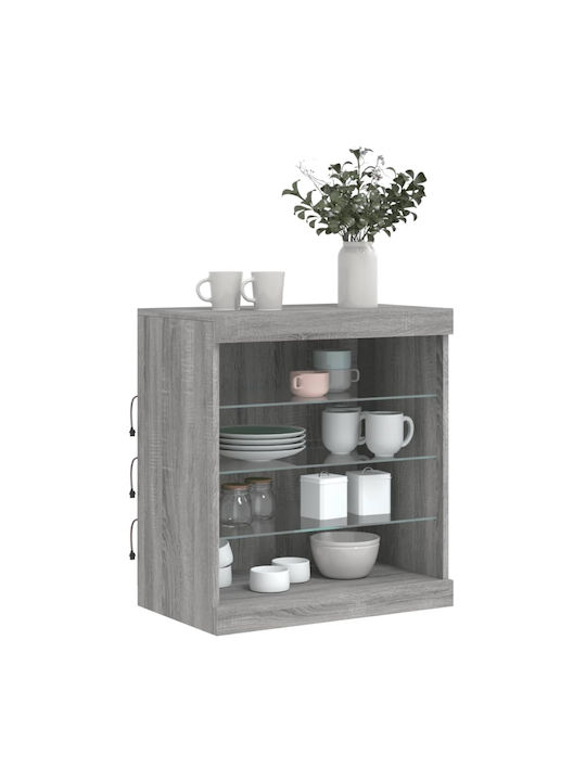 Wand Wohnzimmer Vitrine aus Spanplatte mit Glas & Beleuchtung Grey 60.5x37x67cm