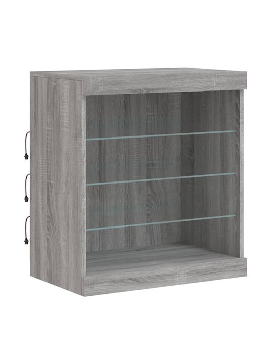 Wand Wohnzimmer Vitrine aus Spanplatte mit Glas & Beleuchtung Grey 60.5x37x67cm