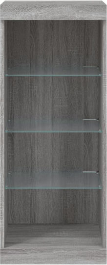 Wall Living Room Display Cabinet made of Particleboard with Glass & Lighting Grey 41x37x100cm
