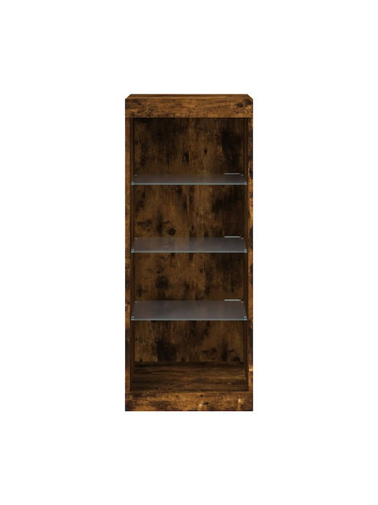 Wand Wohnzimmer Vitrine aus Spanplatte mit Glas & Beleuchtung Coffee 41x37x100cm
