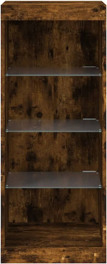Wall Living Room Display Cabinet made of Particleboard with Glass & Lighting Coffee 41x37x100cm