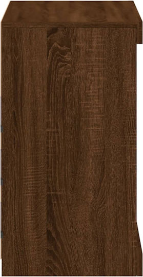 Wall Living Room Display Cabinet made of Particleboard with Glass & Lighting Coffee 60.5x37x67cm