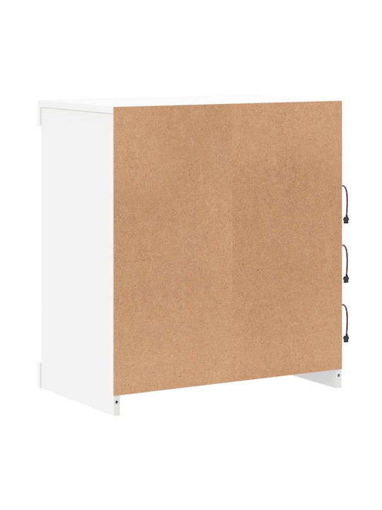 Wall Living Room Display Cabinet made of Particleboard with Glass & Lighting White 60.5x37x67cm
