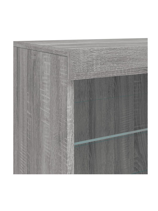 Wand Wohnzimmer Vitrine aus Spanplatte mit Glas & Beleuchtung Grey 60.5x37x67cm