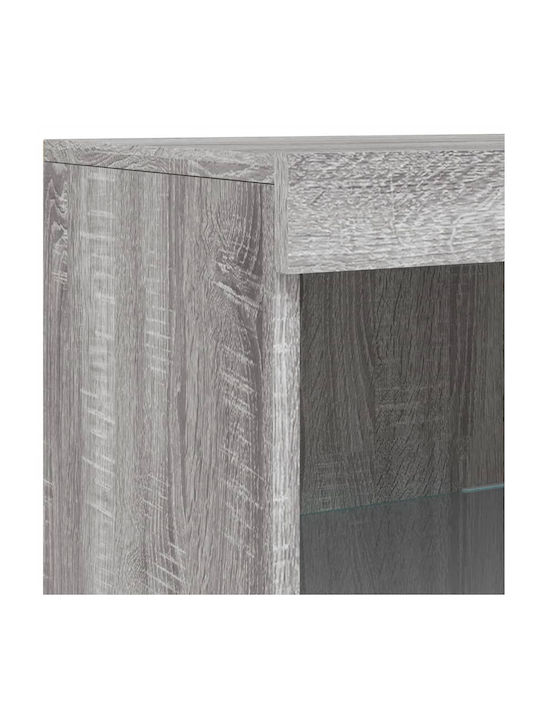 Wand Wohnzimmer Vitrine aus Spanplatte mit Glas & Beleuchtung Grey 41x37x100cm