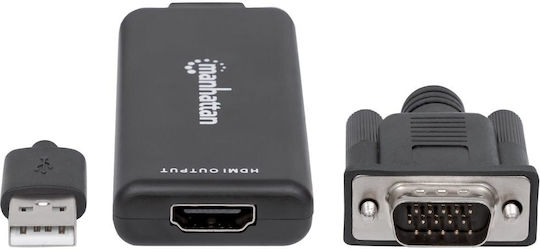 Manhattan HDMI Female to USB-A / VGA 2x Male Converter White 1 Piece 152426