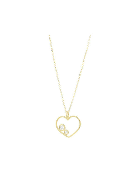 Q-Jewellery Necklace with design Heart from Gold 14K with Diamond