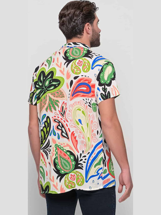 Κοντομάνικο Πουκάμισο σε Κανονική Γραμμή Floral Πολύχρωμο