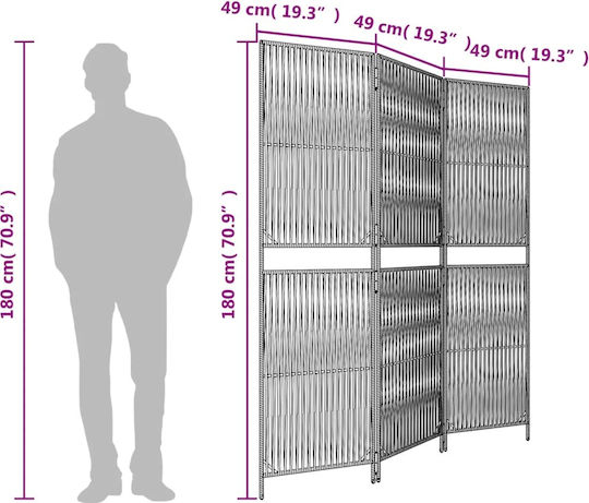 vidaXL Dekorativer Raumteiler aus Rattan mit 3 Paneelen 147x180cm