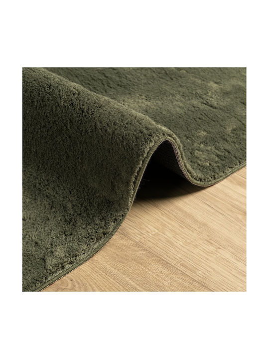vidaXL Huarte Rutschfest Teppich Rechteckig Synthetisch,Polyester/Cotton/Leather Grün