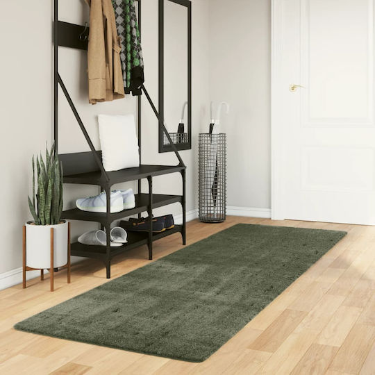 vidaXL Huarte Rutschfest Teppich Rechteckig Synthetisch,Polyester/Cotton/Leather Grün