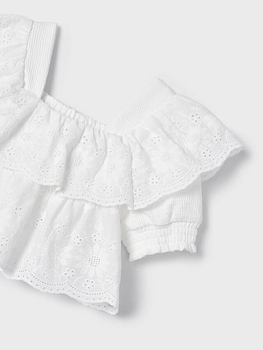 Kinderbluse Kurzarm Weiß