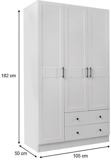Dreifachtür Kleiderschrank Jenna White 105x50x182cm
