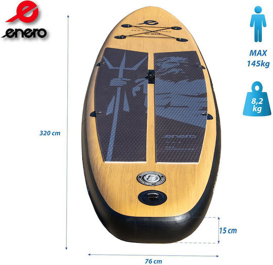 Enero Neptun Wooden Gonflabilă Placă SUP cu Lungime 3.2m Maro