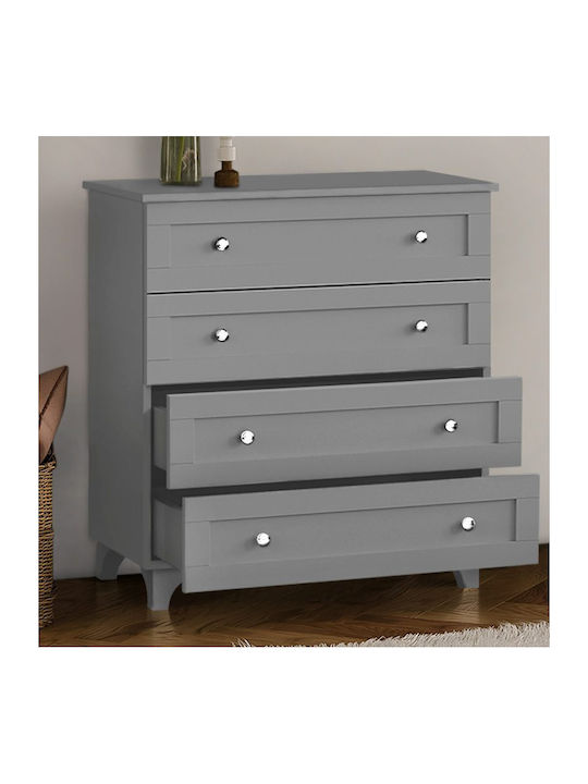 Emily Wooden Chest of Drawers with 4 Drawers Anthracite 80x42x85cm