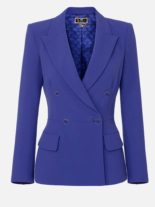Elisabetta Franchi Women's Crepe Double Breasted Blazer Blue