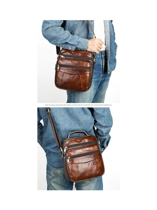 Leder Herrentasche Schulter / Crossbody Braun
